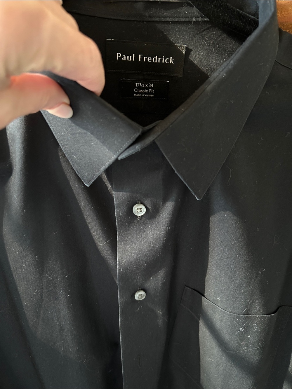 Paul Fredrick brand new Black Non-Iron Two-Ply Cotton Dress Shirt - Picture 3 of 7